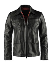 Black Shirt Style Leather Jacket