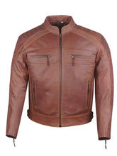 Vintage Brown Cafe Racer Biker Leather Jacket