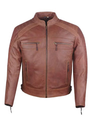 Vintage Brown Cafe Racer Biker Leather Jacket