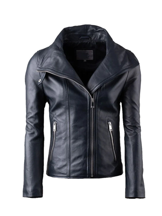 Lapel Style Black Biker Leather Jacket - The Leather Jackets
