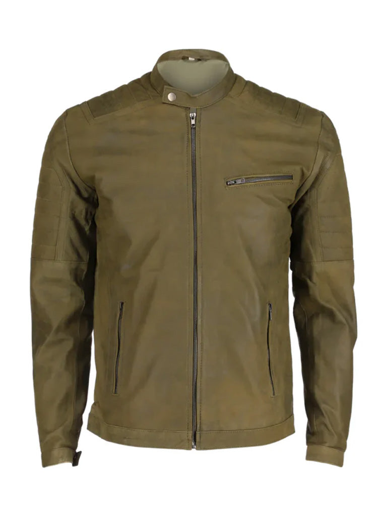 Green Biker Genuine Leather Jacket - The Leather Jackets