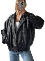 Fashion Lapel Style Black Biker Leather Jacket - The Leather Jackets