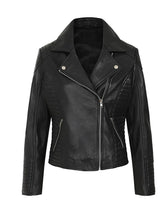 Black Biker Style Bold Lined Leather Jacket