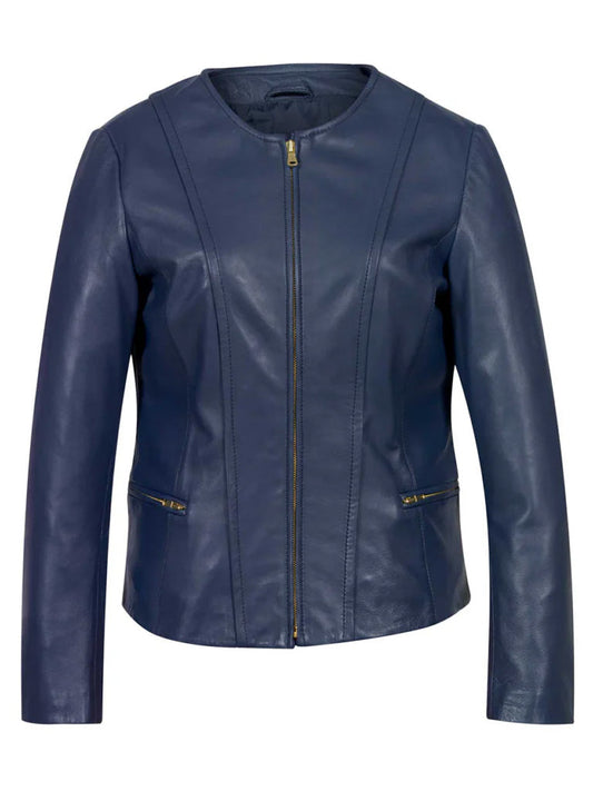 Blue Collar Less Biker Leather Jacket - The Leather Jackets