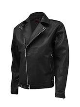 Lapel Style Black Biker Leather Jacket