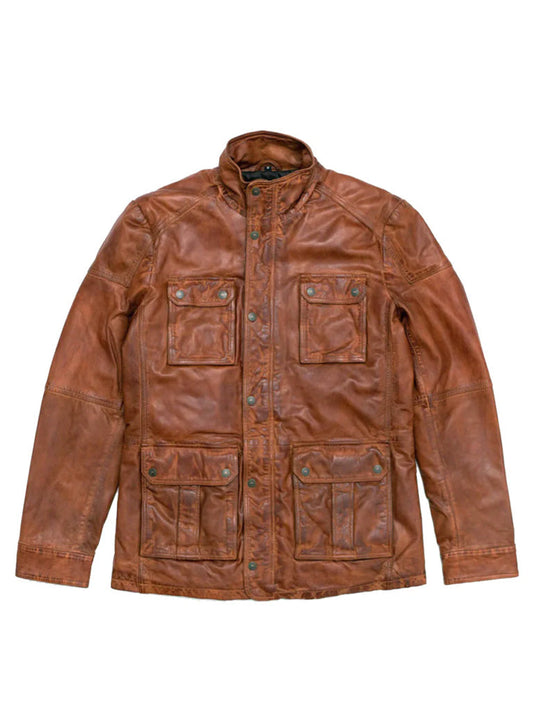Tan Brown Trucker Genuine Leather Jacket - The Leather Jackets