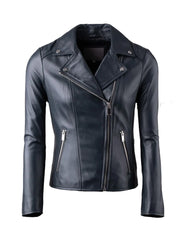 Down Collar Style Black Leather Jacket - The Leather Jackets