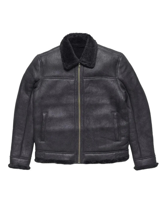 Black Shearling Leather Jacket - The Leather Jackets