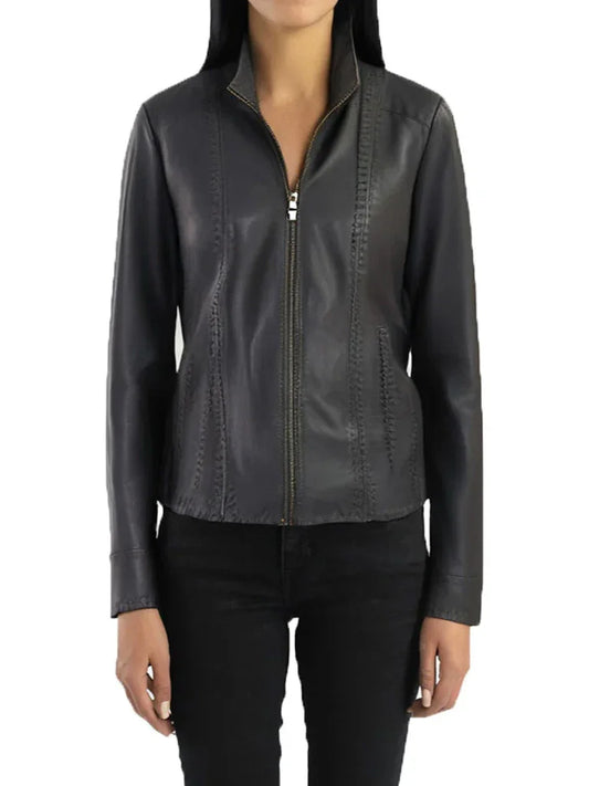Biker Grey Leather Jacket - The Leather Jackets
