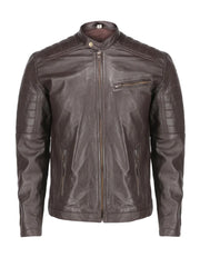 Dark Brown Quilted Biker Leather Jacket - The Leather Jackets