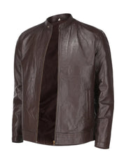 Dark Brown Slim Fit Genuine Leather Jacket - The Leather Jackets