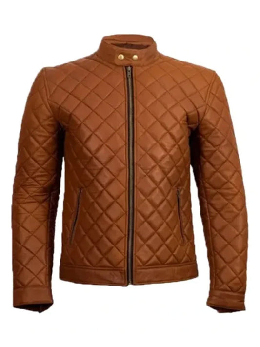 Cafe Racer Brown Quilted Leather Jacket - The Leather Jackets
