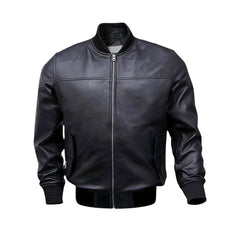 Black Bomber Leather Jacket - The Leather Jackets