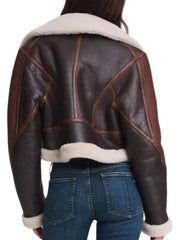 Women’s Brown Cropped Shearling Leather Jacket