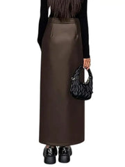 Women’s Brown Leather Maxi Skirt