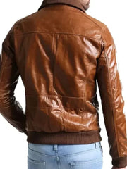 Vintage Brown Cafe Racer Bomber Jacket