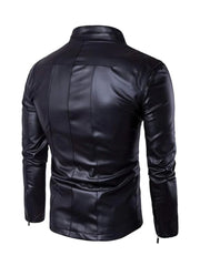 Bold Lined Black Leather Jacket - The Leather Jackets