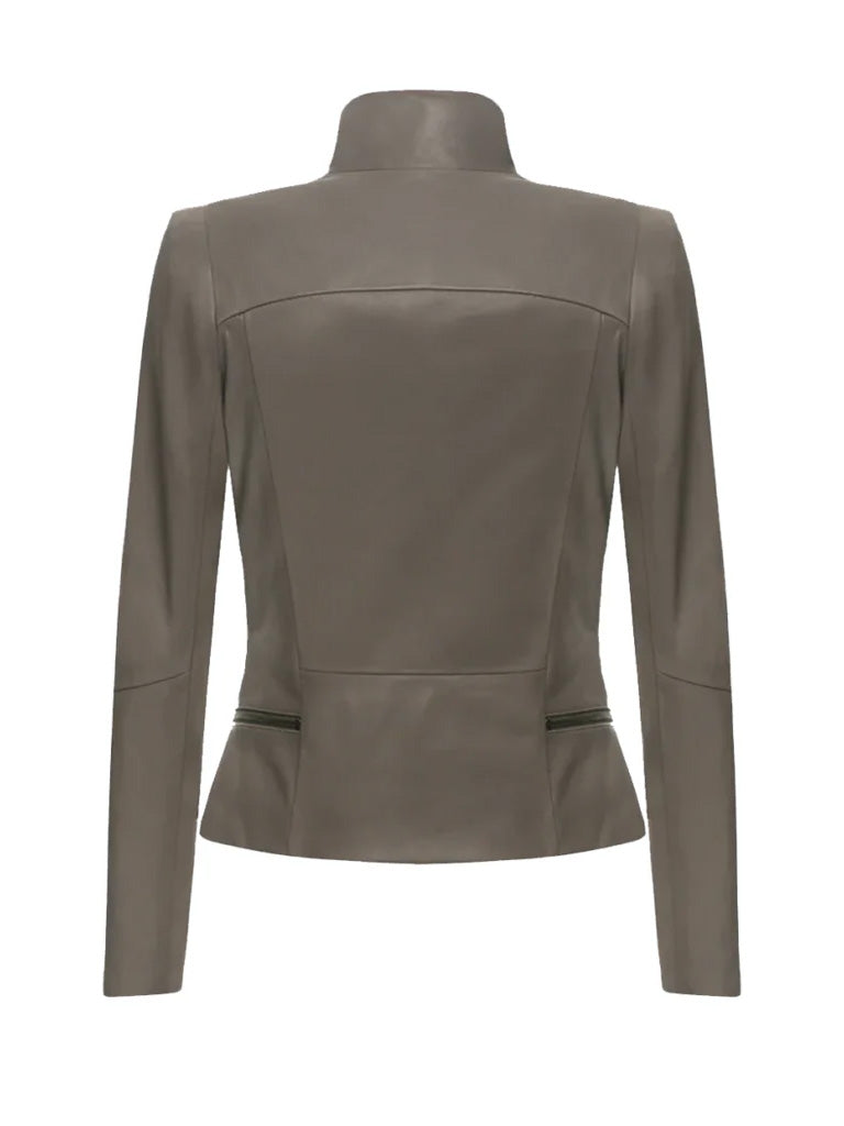 Grey Lapel Biker Leather Jacket - The Leather Jackets