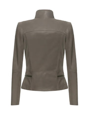Grey Lapel Biker Leather Jacket - The Leather Jackets