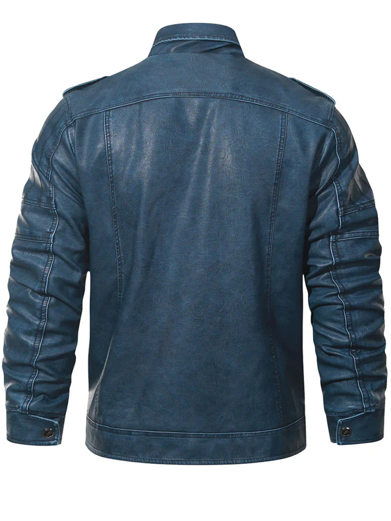 Biker Trucker Style Leather Jacket - The Leather Jackets