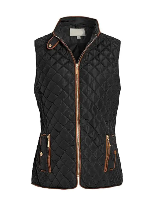 Women’s Black Quilted Lightweight Vest - The Leather Jackets