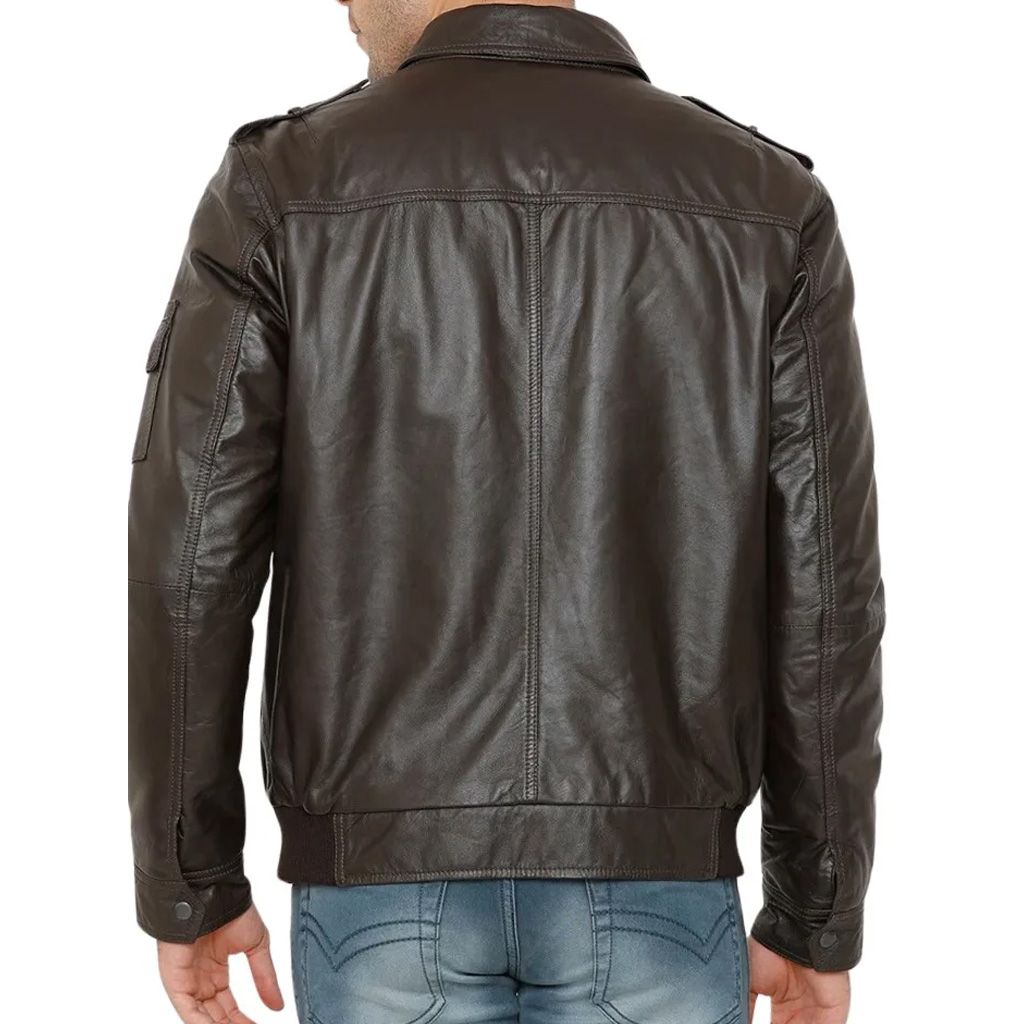 Classic Brown Bomber Leather Jacket - The Leather Jackets