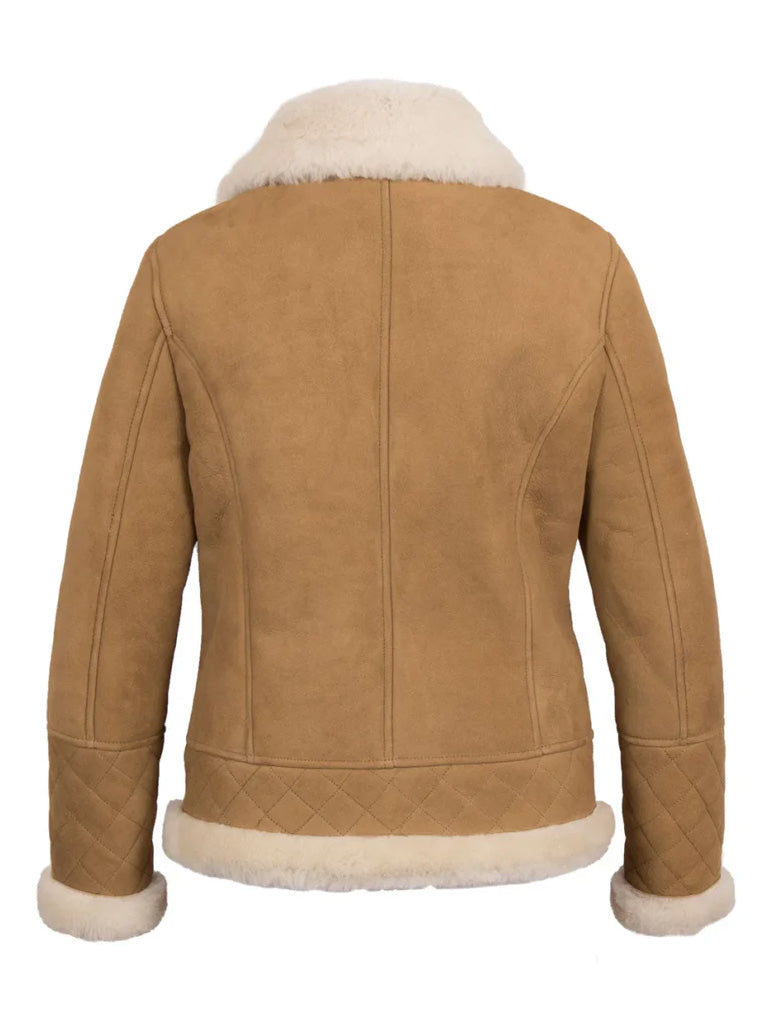 Tan Brown Shearling Leather Jacket - The Leather Jackets