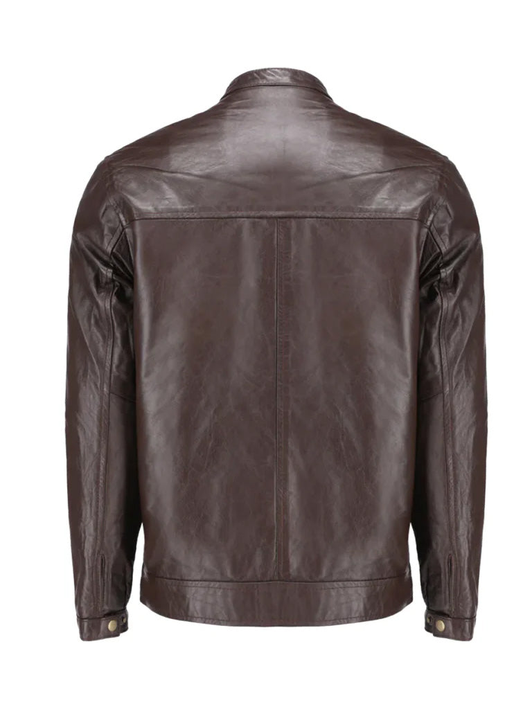 Dark Brown Biker Genuine Leather Jacket - The Leather Jackets