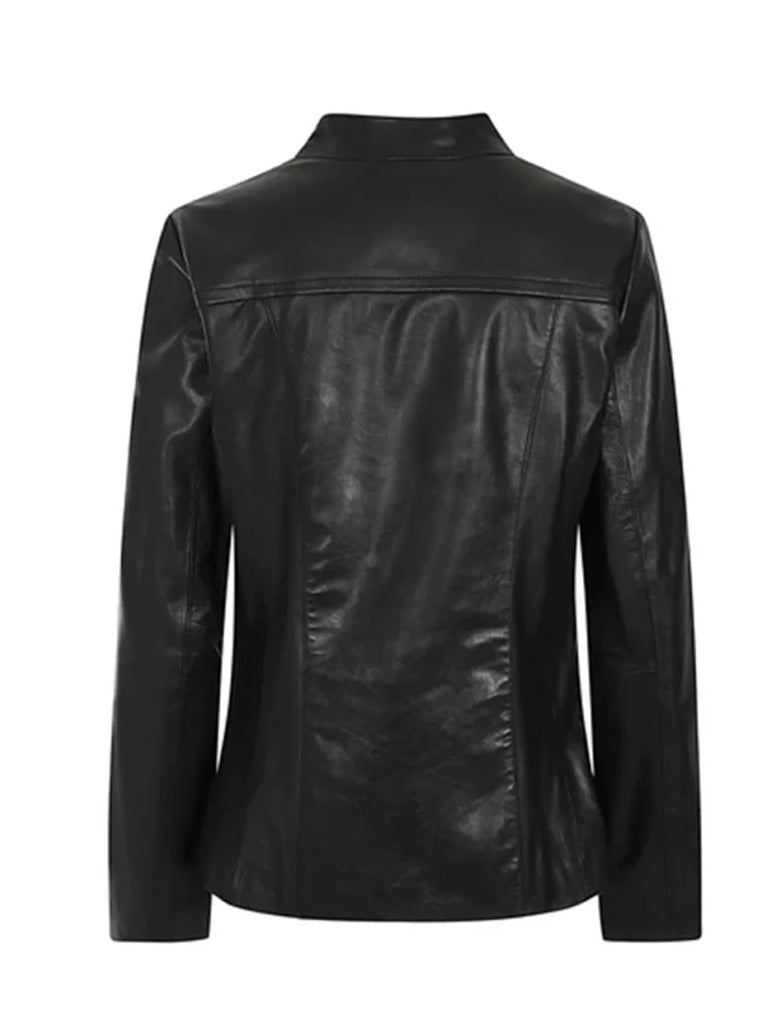 Short Round Collar Style Leather Jacket - The Leather Jackets