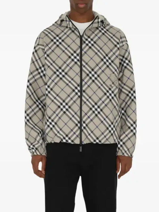 Men’s Lightweight Hooded Check Jacket – Premium Designer Plaid Windbreaker