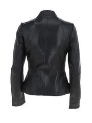 Black Short round Leather Jacket