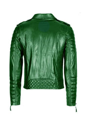 Vintage Green Biker Leather Jacket