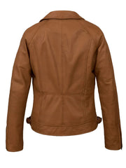 Tan Brown Notch Biker Leather Jacket