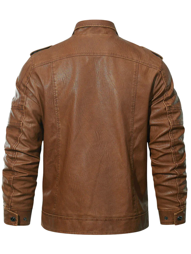 Brown Biker Trucker Style Leather Jacket - The Leather Jackets