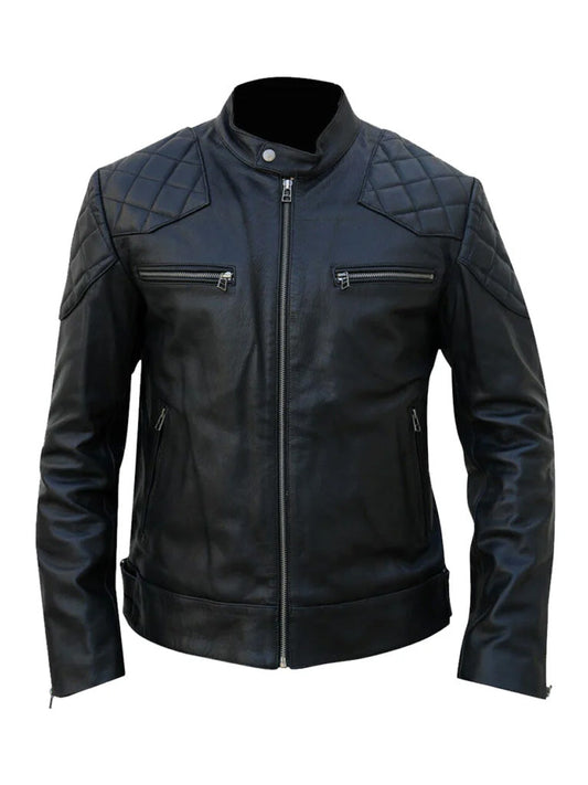 Biker Style Black Quilted Leather Jacket - The Leather Jackets