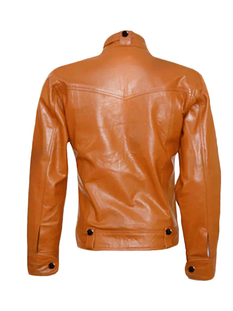 Tan Brown Biker Genuine Leather Jacket - The Leather Jackets