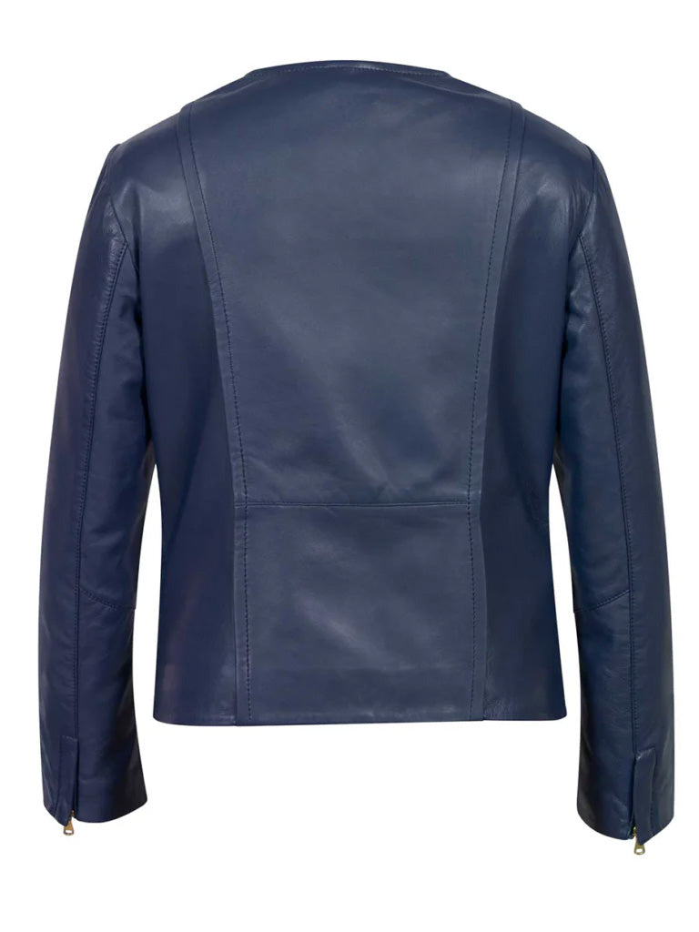 Blue Collar Less Biker Leather Jacket - The Leather Jackets