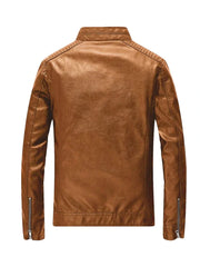 Tan Brown Biker Real Leather Jacket