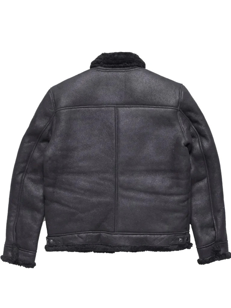 Black Shearling Leather Jacket - The Leather Jackets