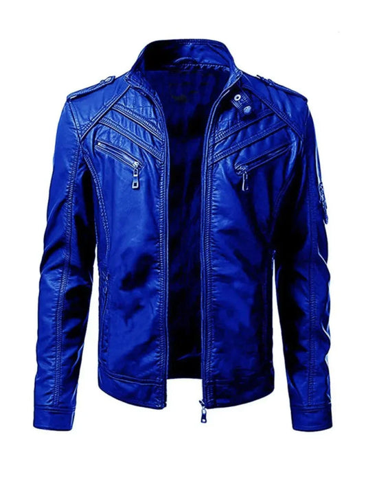 Blue Stylish Leather Jacket