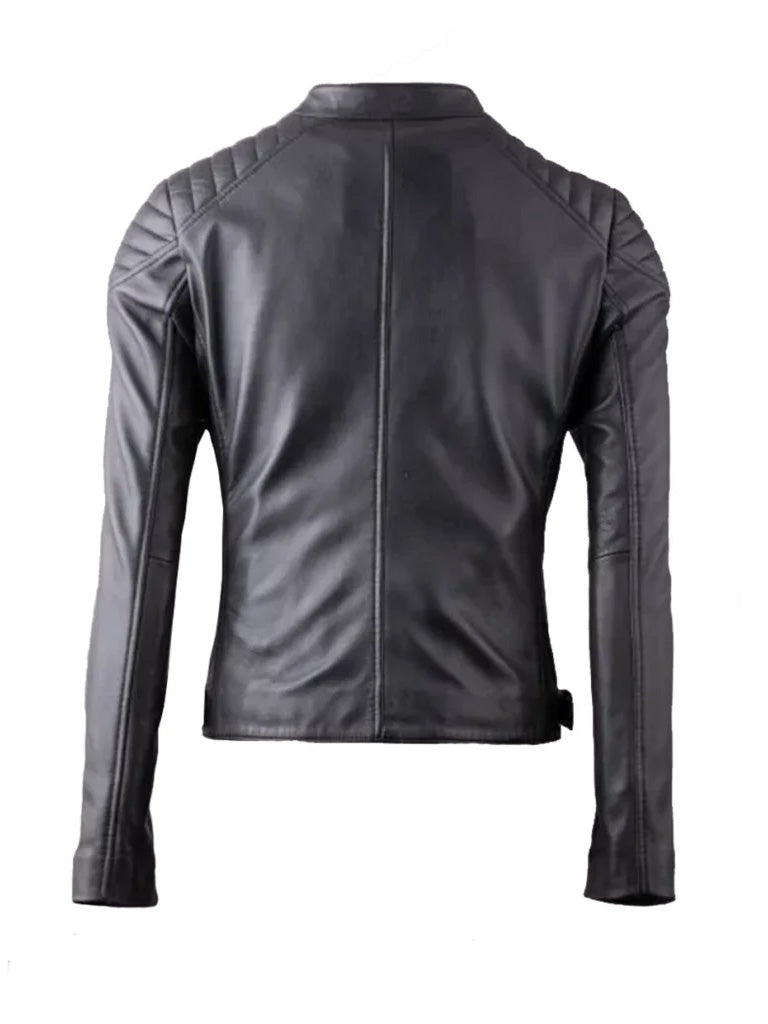 Quilted Biker Real Leather Jacket - The Leather Jackets
