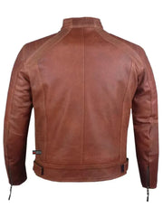 Vintage Brown Cafe Racer Biker Leather Jacket
