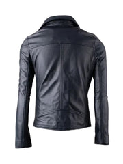 Lapel Style Black Biker Leather Jacket - The Leather Jackets