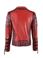 Vintage Red Biker Leather Jacket For Men