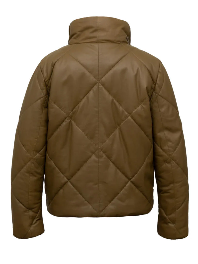 Coffee Quilted Leather Jacket - The Leather Jackets