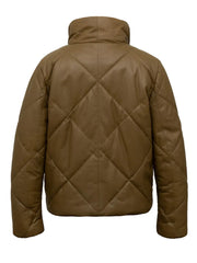 Coffee Quilted Leather Jacket - The Leather Jackets