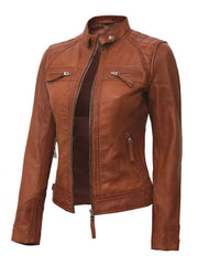 Quilted Brown Leather Jacket