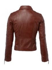 Dark Brown Quilted Biker Real Leather Jacket - The Leather Jackets