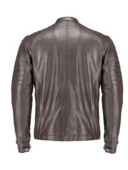 Dark Brown Quilted Biker Leather Jacket - The Leather Jackets