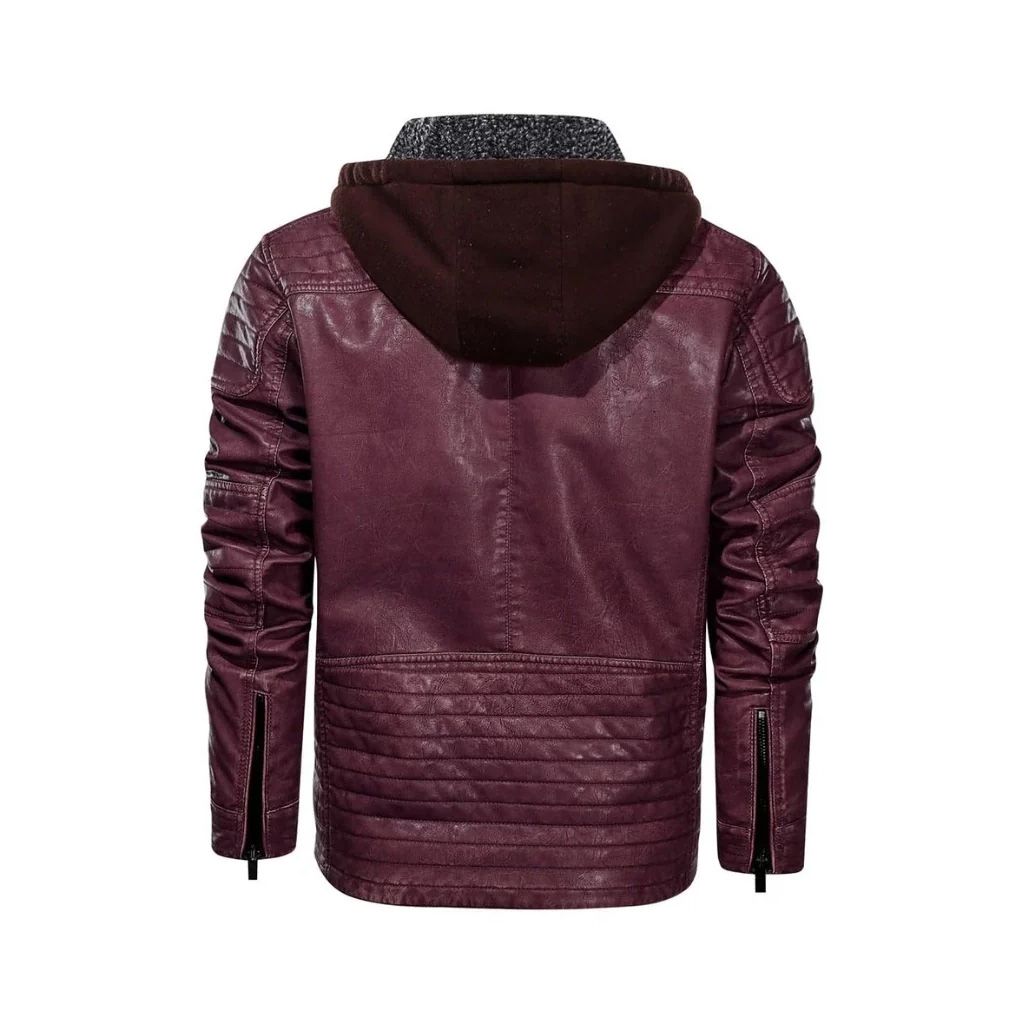 Red Bomber Hooded Leather Jacket - The Leather Jackets